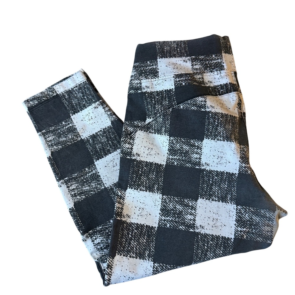 Melissa McCarthy Seven 1X Black White Buffalo Plaid Pants Plus Size